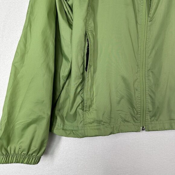 LL Bean Womens Nylon Windbreaker L Lime Green Hooded Zip Front Travel FLAW - Picture 4 of 14